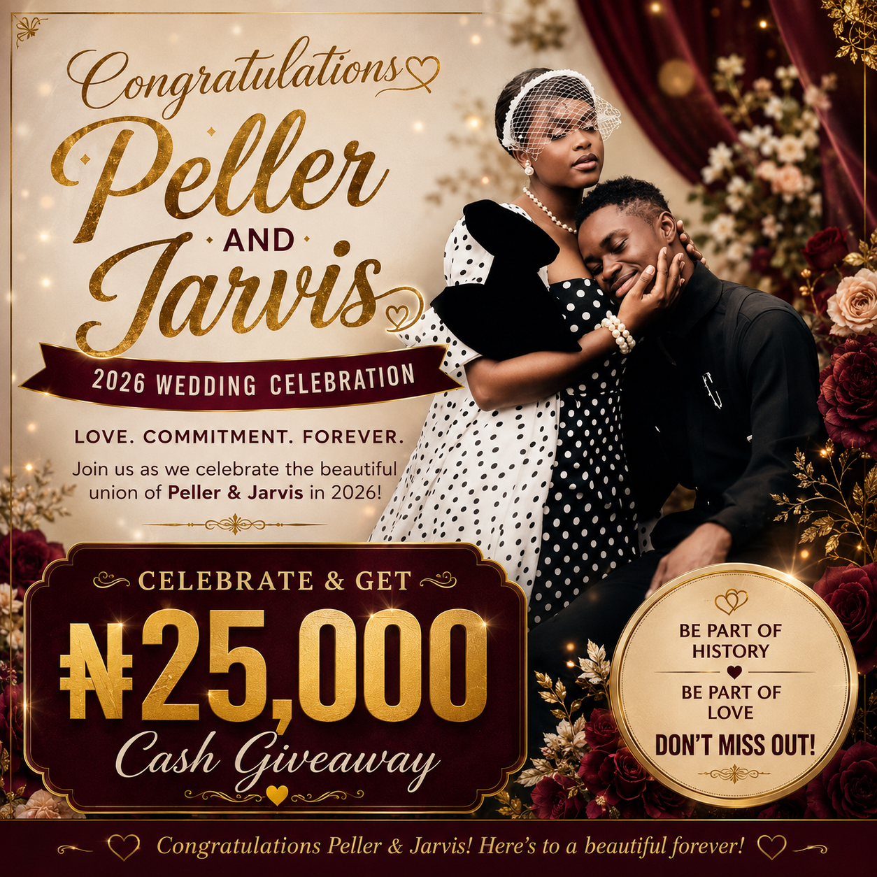 Peller and Jarvis ₦25,000 Cash Giveaway wedding celebration